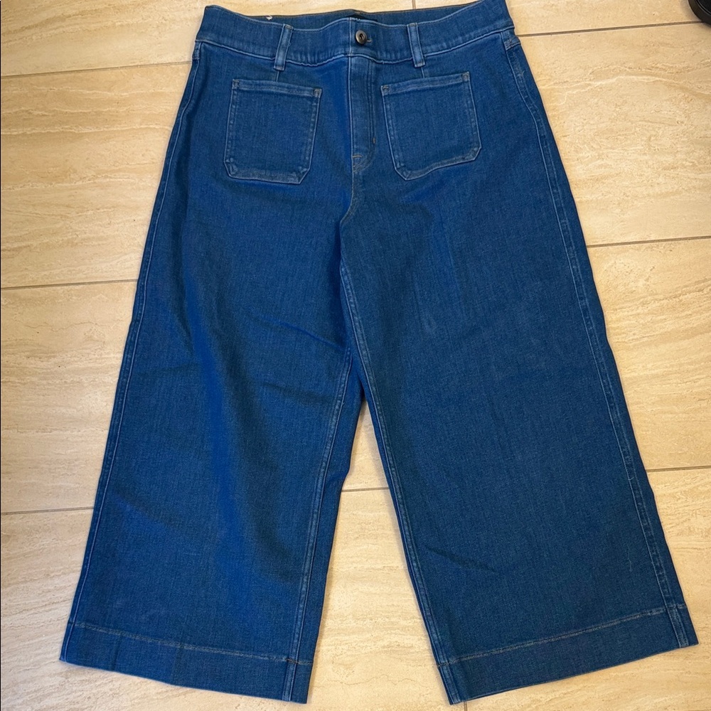 SPANX Indigo Wide-Leg Cropped Jeans